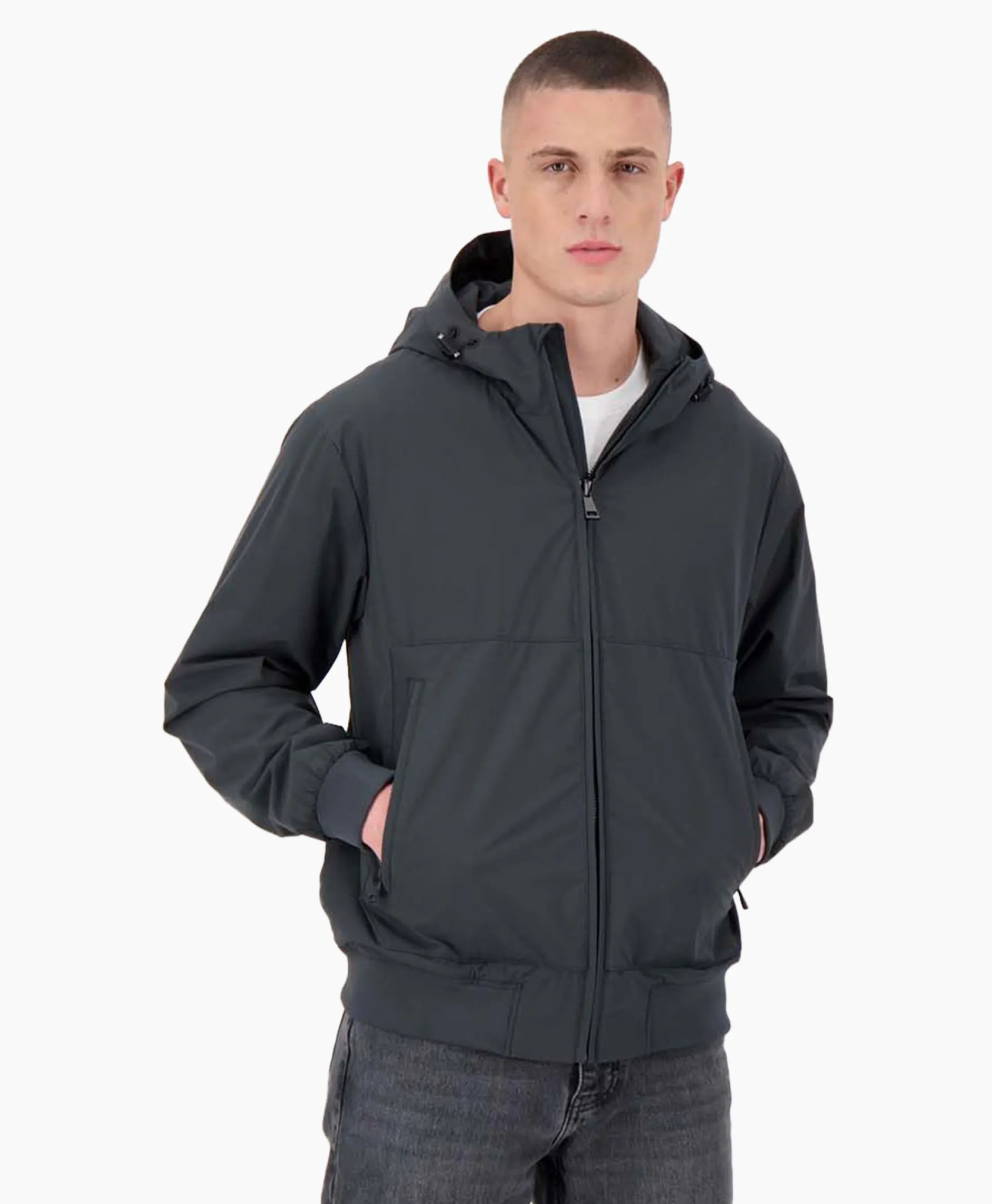 Heren Airforce Jassen*Jack Hooded Four-Fay Stretch Donker Grijs