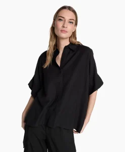 Dames Alix The Label Blouses*Blouse Woven Linen Oversized Zwart