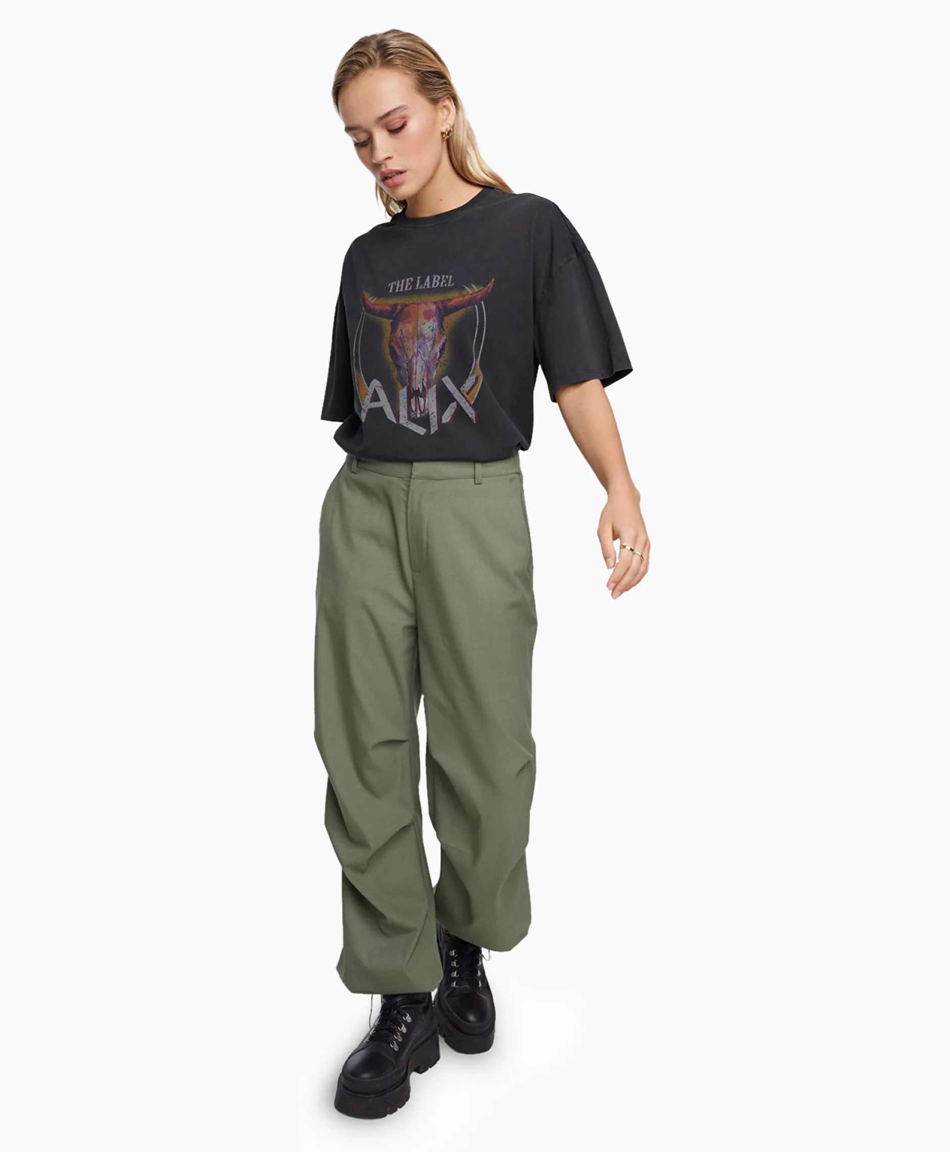 Dames Alix The Label Broeken*Cargobroek Woven Baggy Pants Groen