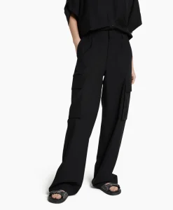 Dames Alix The Label Broeken*Cargobroek Woven Linen Cargo Zwart