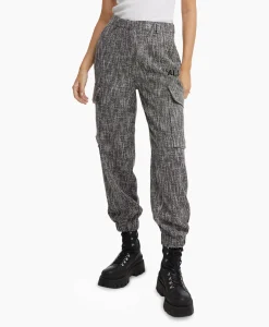 Dames Alix The Label Broeken*Cargobroek Woven Boucle Cargo Zwart