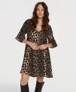 Dames Alix The Label Bruiloftskleding*Jurk Ladies Woven Animal Dress Print + 2 Kleurig