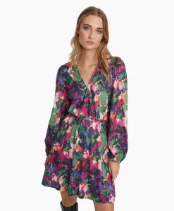 Dames Alix The Label Bruiloftskleding*Mini Jurk Woven Camouflage Flower Zwart