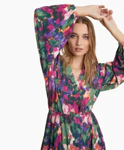 Dames Alix The Label Bruiloftskleding*Mini Jurk Woven Camouflage Flower Zwart