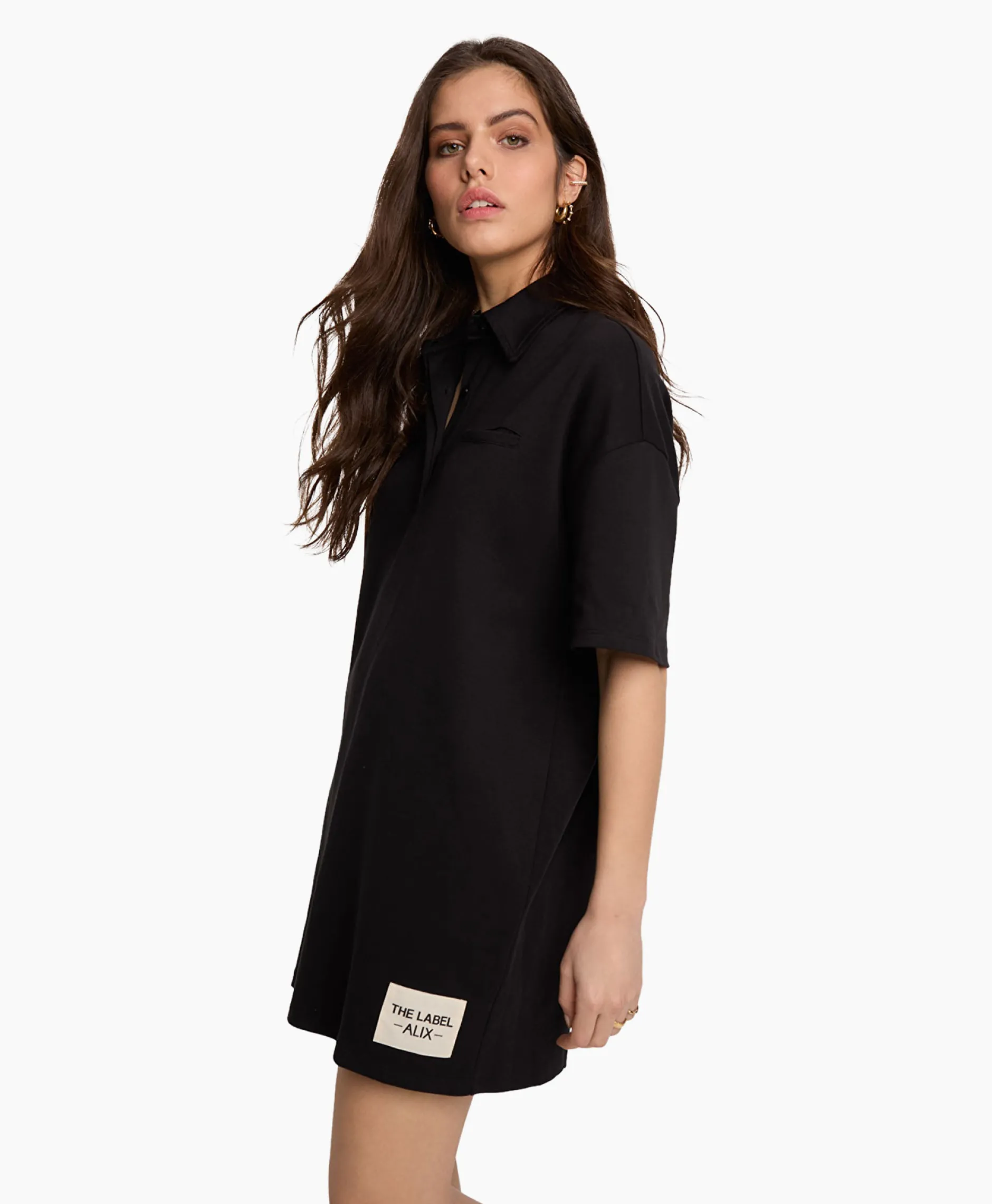 Dames Alix The Label Bruiloftskleding*Mini Jurk Knitted Polo Zwart