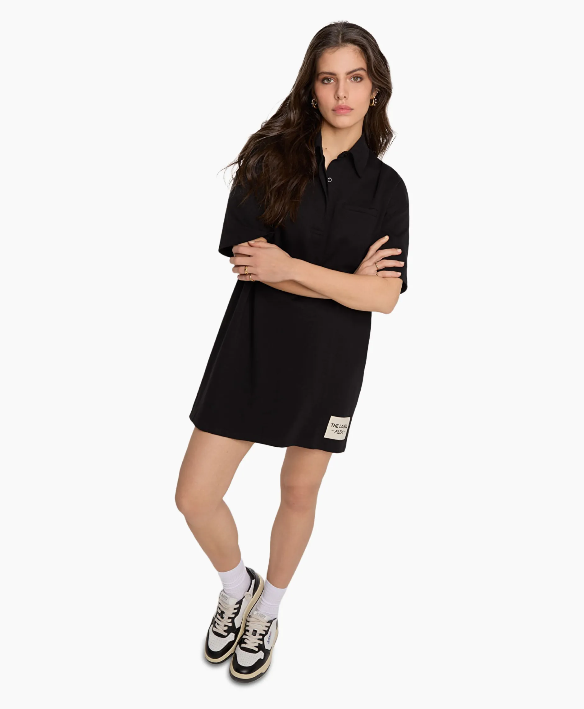 Dames Alix The Label Bruiloftskleding*Mini Jurk Knitted Polo Zwart