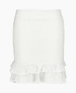Dames Alix The Label Rokken*Minirok Knitted Jersey Broderie Skirt Off White