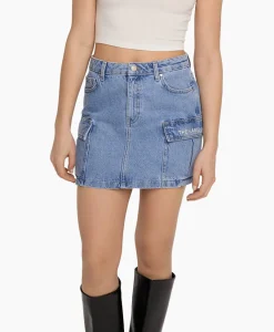 Dames Alix The Label Rokken*Minirok Woven Denim Cargo Blauw