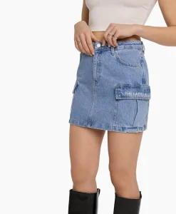 Dames Alix The Label Rokken*Minirok Woven Denim Cargo Blauw