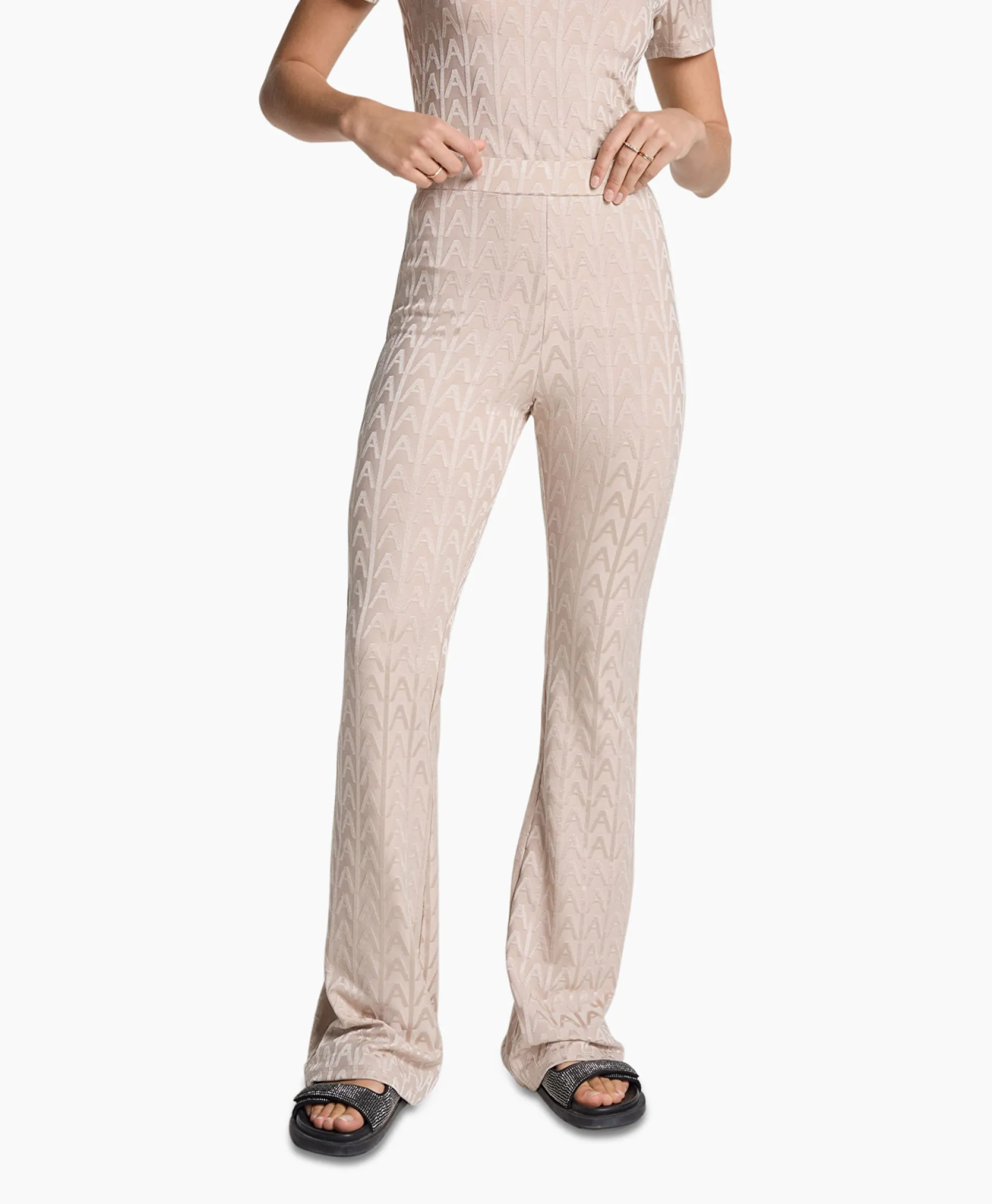 Dames Alix The Label Broeken*Pantalon Knitted A Jacquard Zand