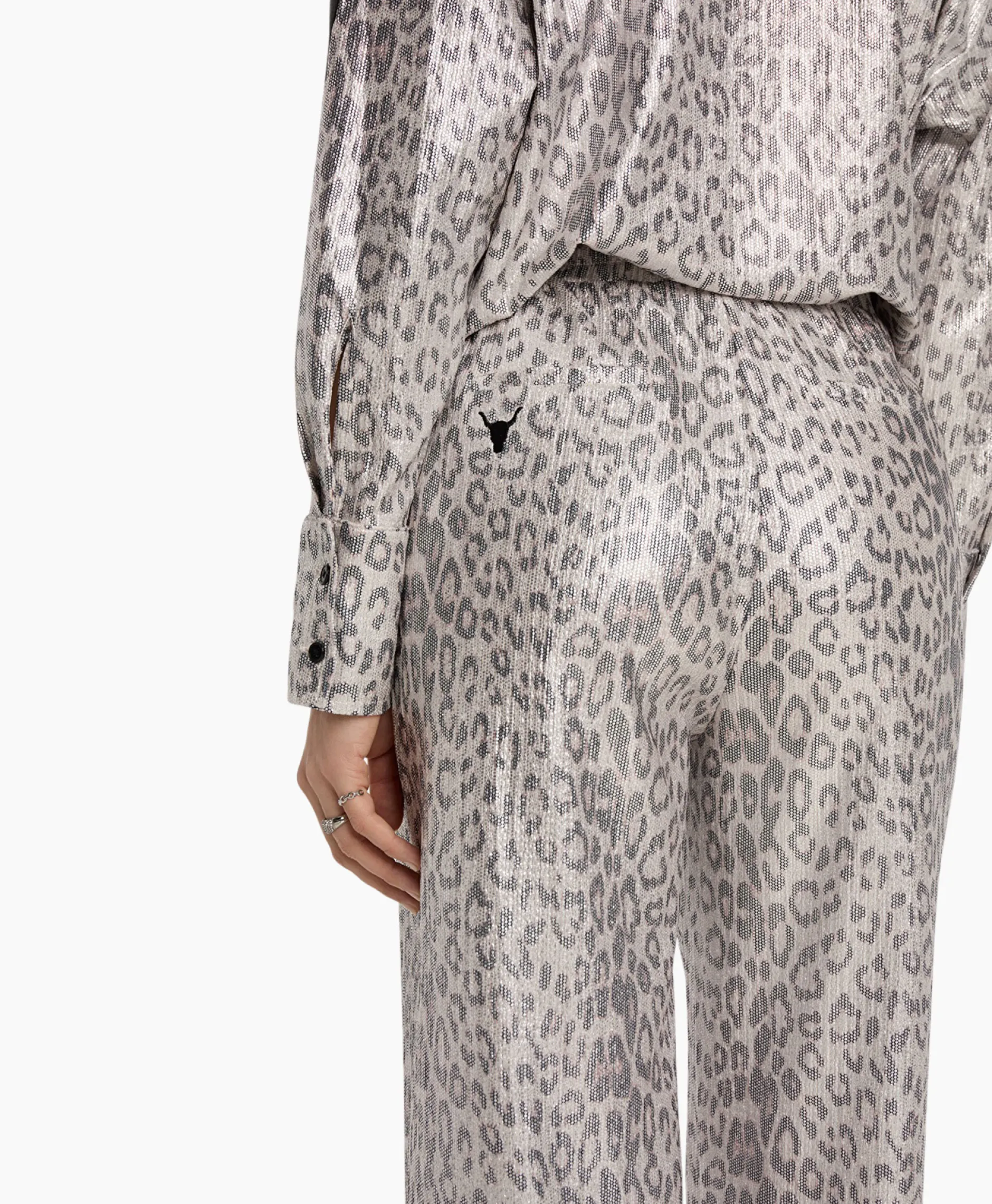 Dames Alix The Label Broeken*Pantalon Knitted Leopard Zilver