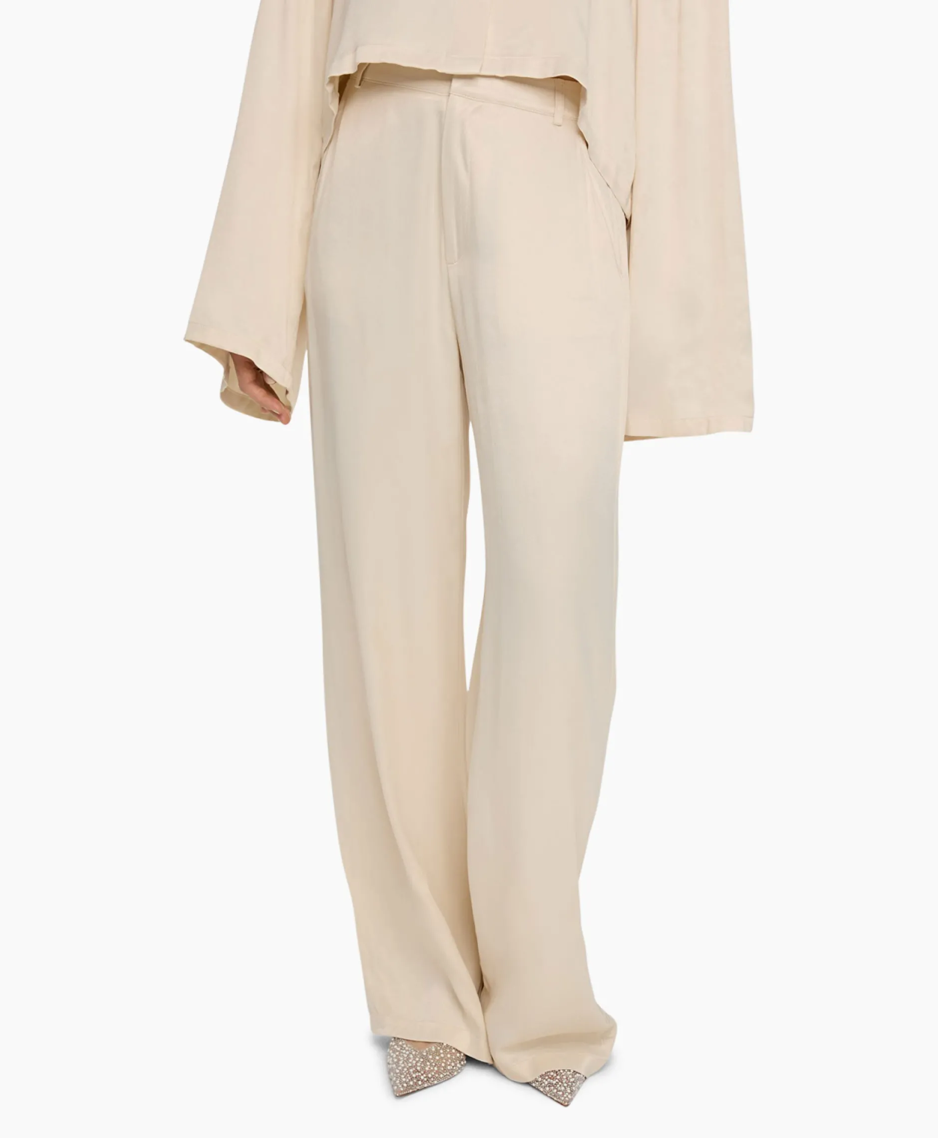 Dames Alix The Label Broeken*Pantalon Woven Satin Ecru
