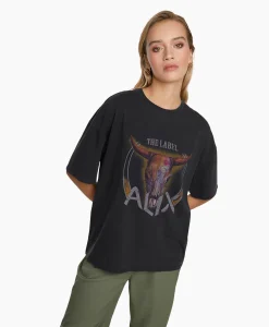 Dames Alix The Label T-Shirts & Tops*T-Shirt Korte Mouw Knitted Bull Zwart