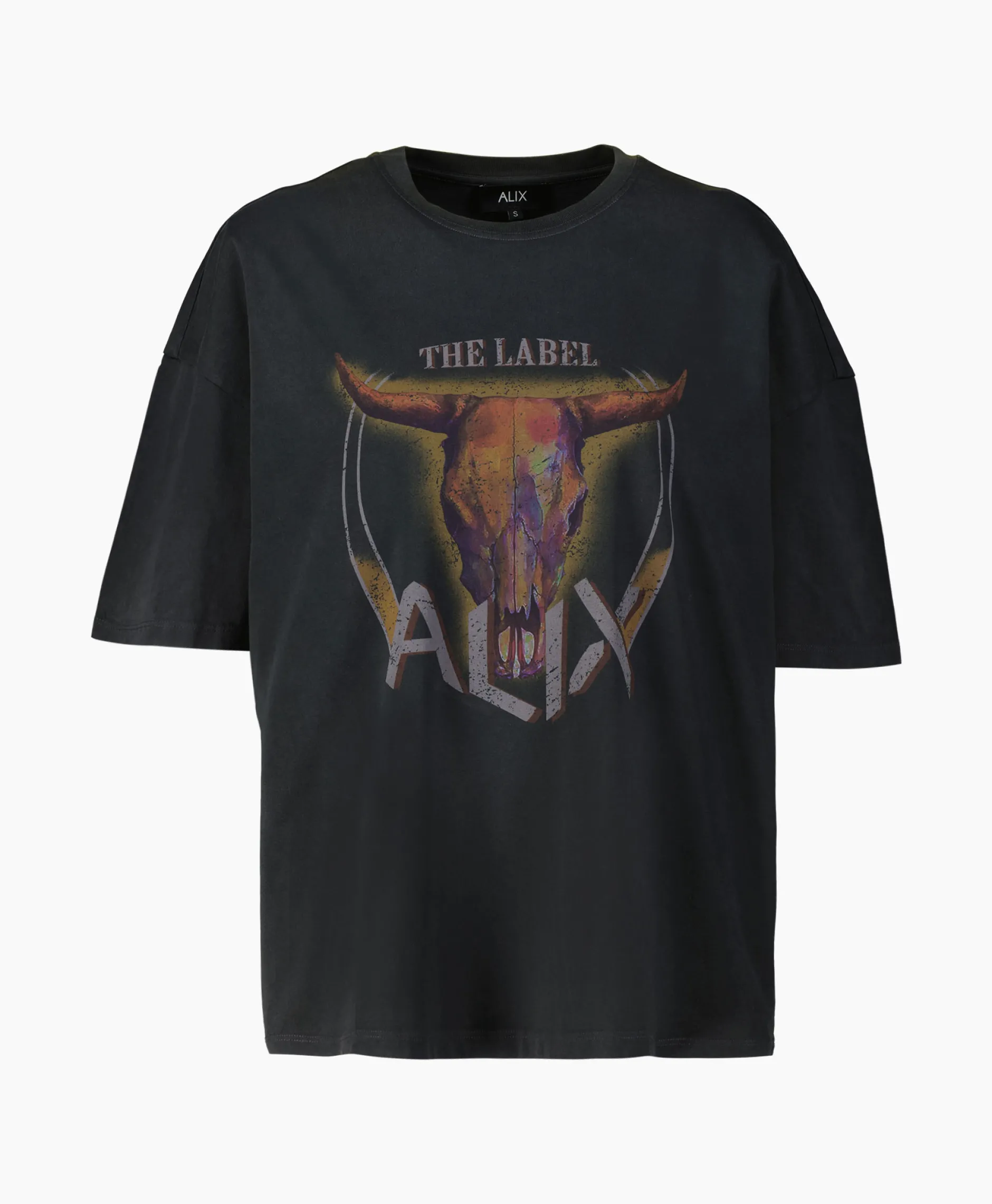 Dames Alix The Label T-Shirts & Tops*T-Shirt Korte Mouw Knitted Bull Zwart