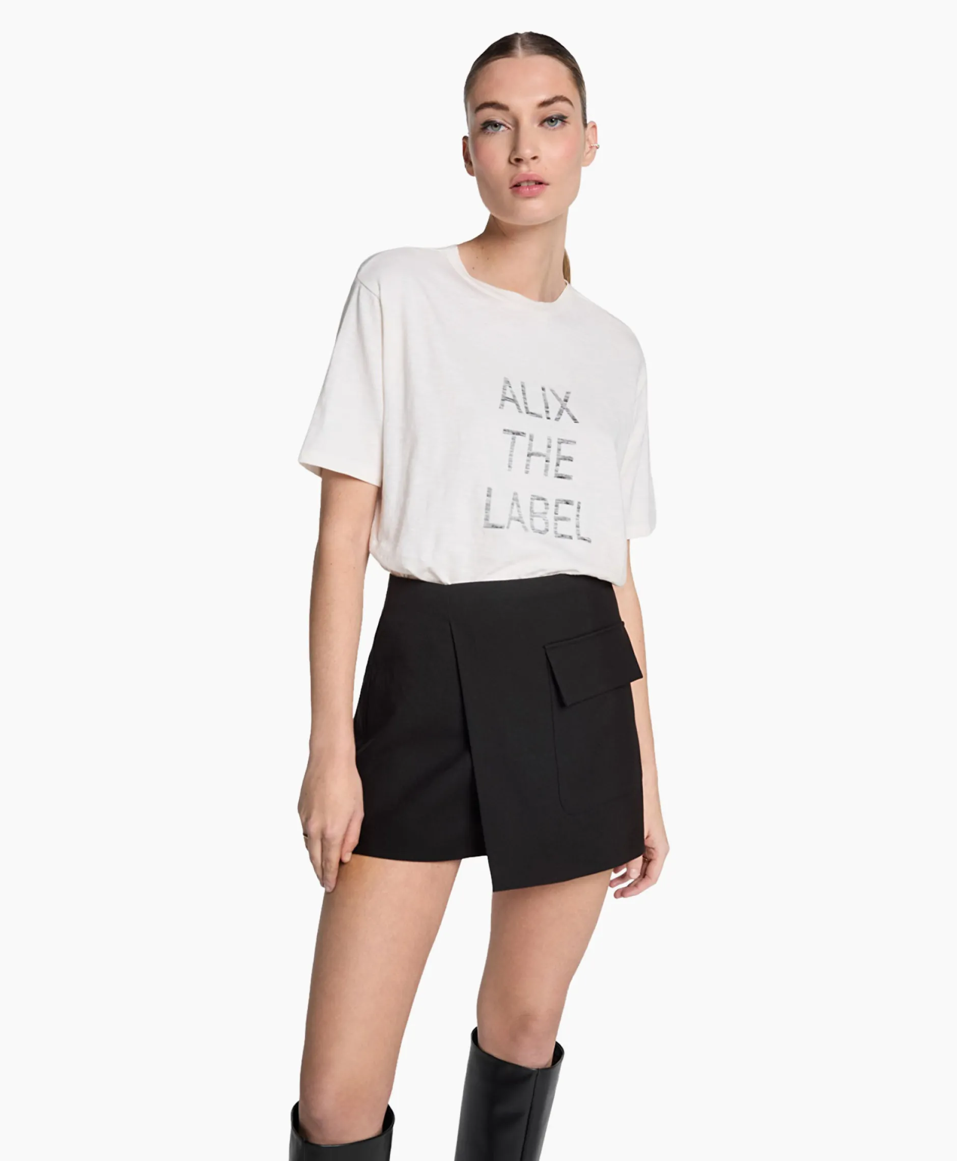 Dames Alix The Label T-Shirts & Tops*T-Shirt Korte Mouw Knitted Off White