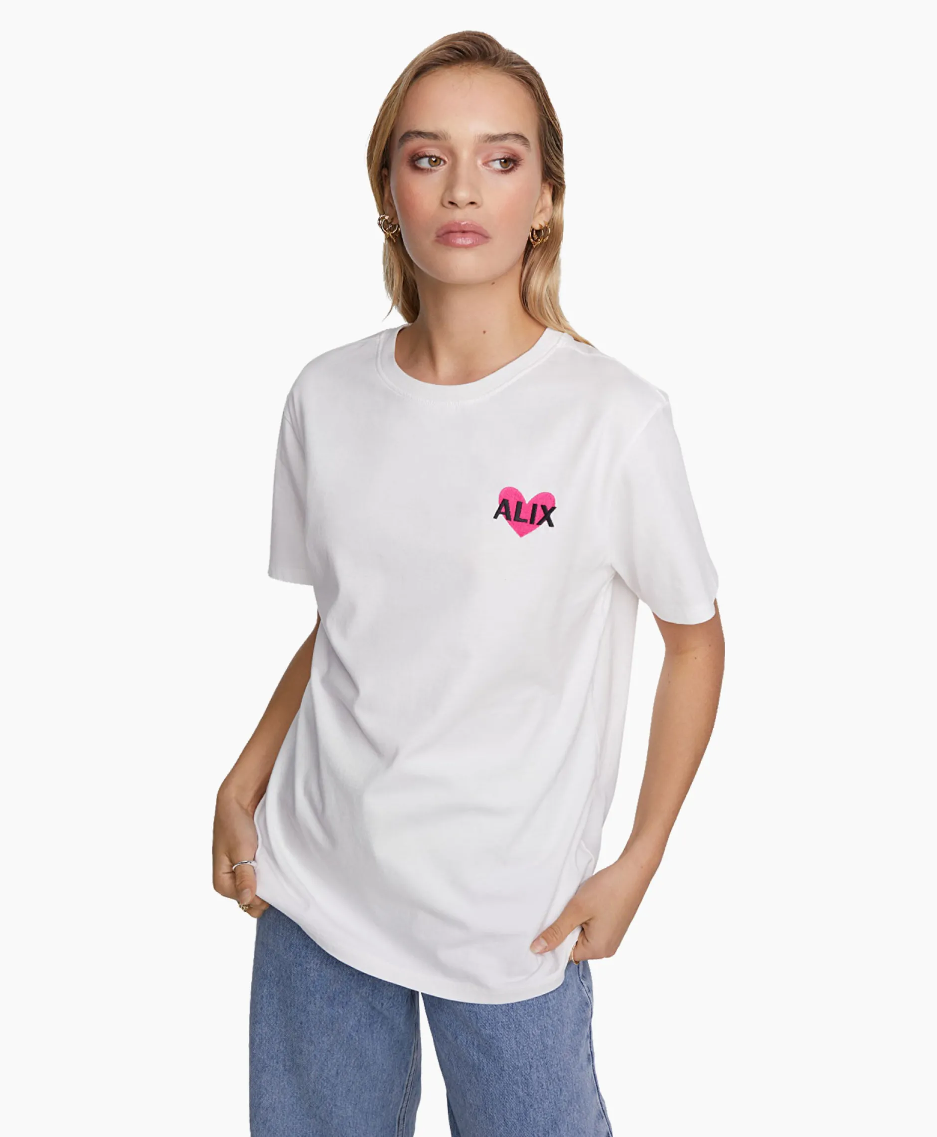 Dames Alix The Label T-Shirts & Tops*T-Shirt Korte Mouw Knitted Alix Heart Off White