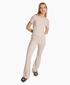 Dames Alix The Label T-Shirts & Tops*T-Shirt Korte Mouw Knitted A Jacquard Zand