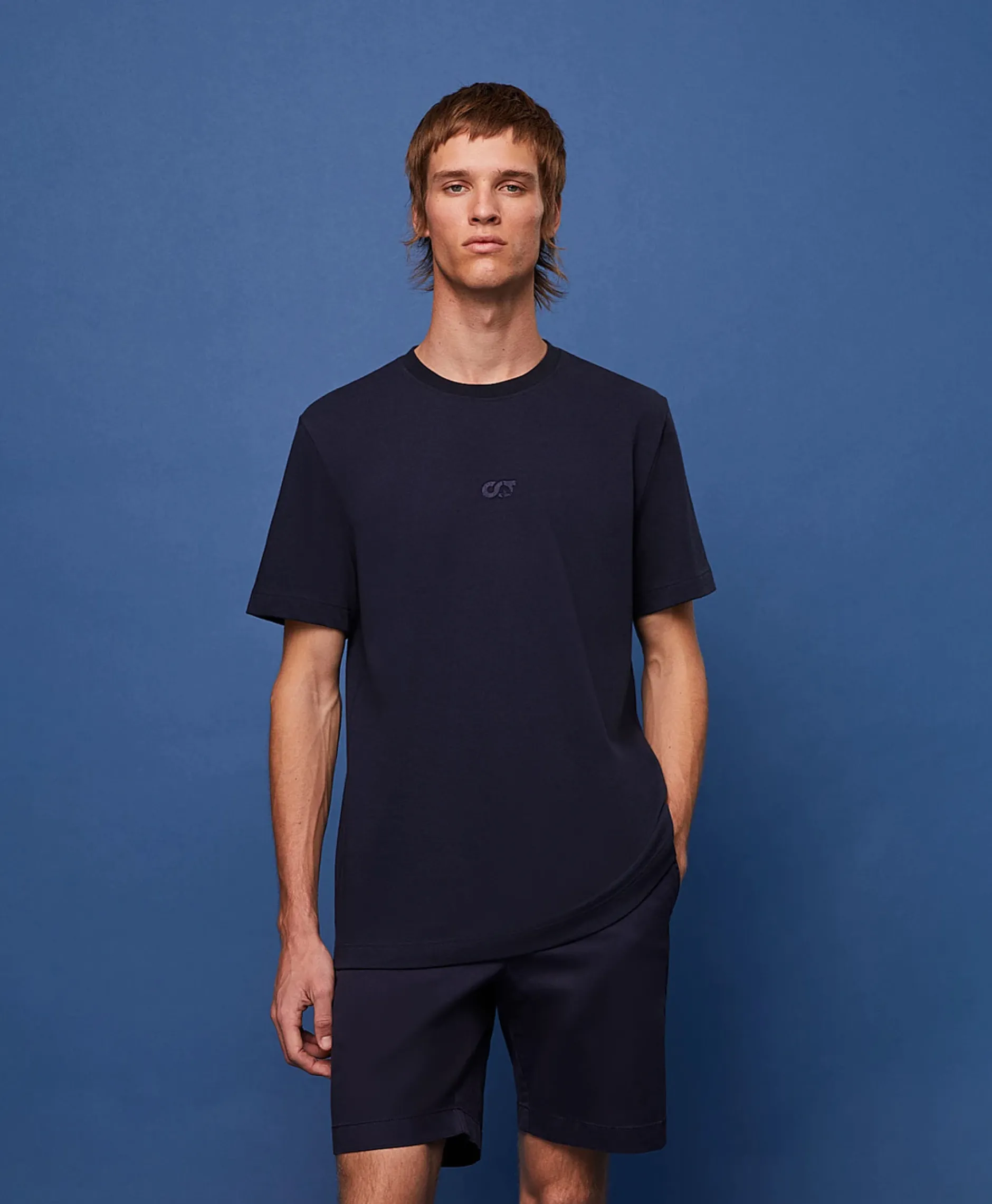 Heren Alpha Tauri T-Shirts*T-Shirt Korte Mouw Ata Janso Blauw