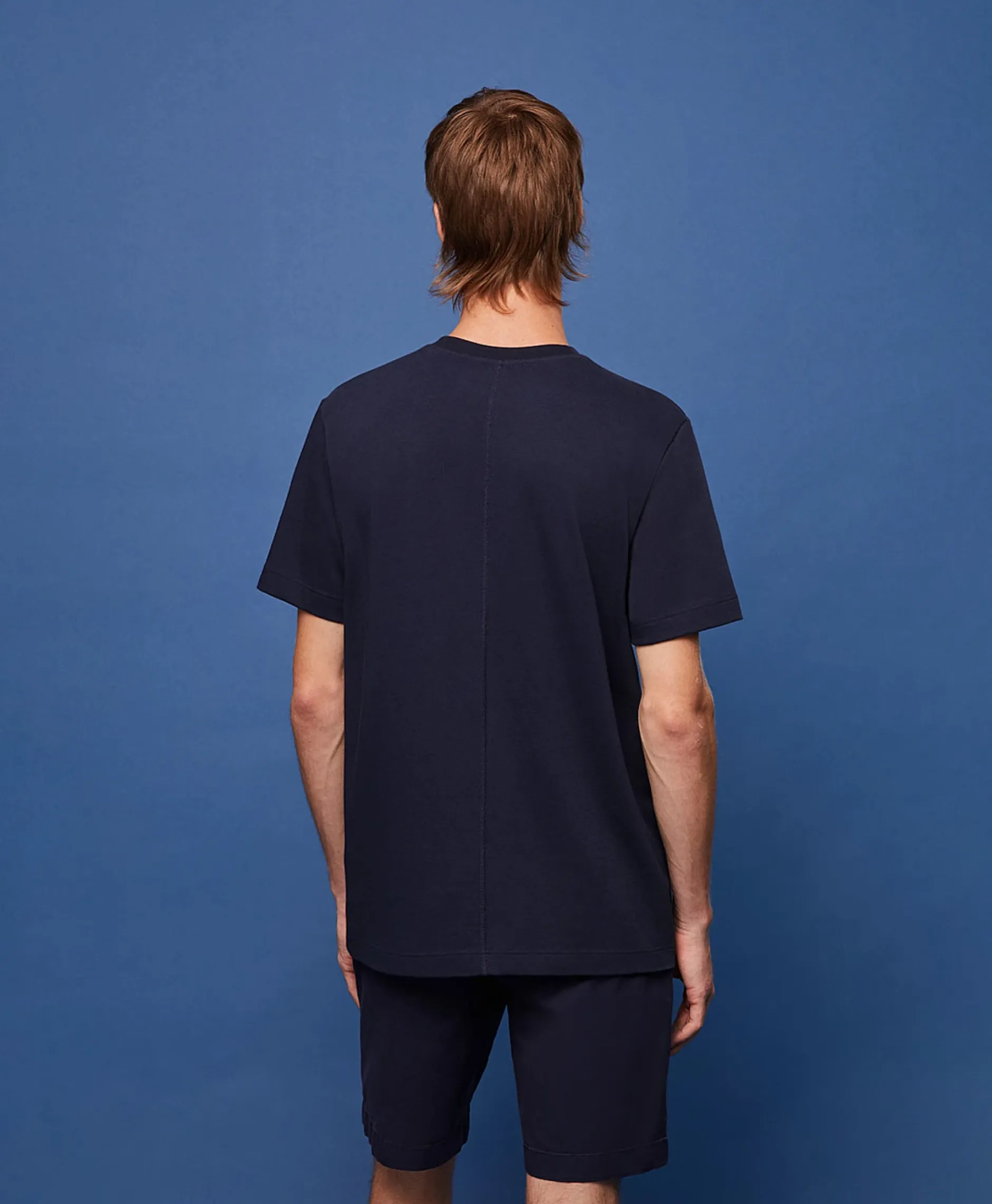 Heren Alpha Tauri T-Shirts*T-Shirt Korte Mouw Ata Janso Blauw