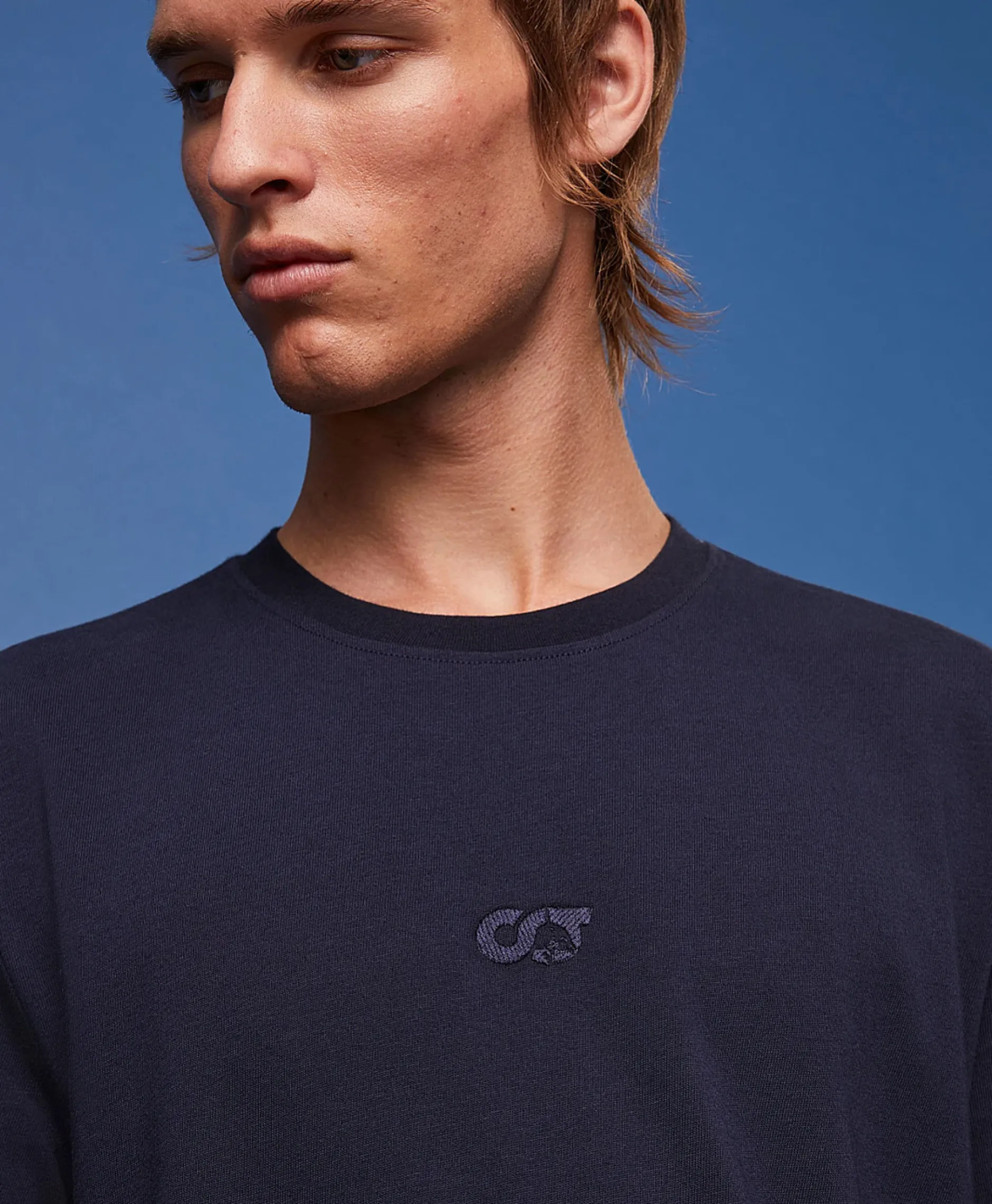 Heren Alpha Tauri T-Shirts*T-Shirt Korte Mouw Ata Janso Blauw