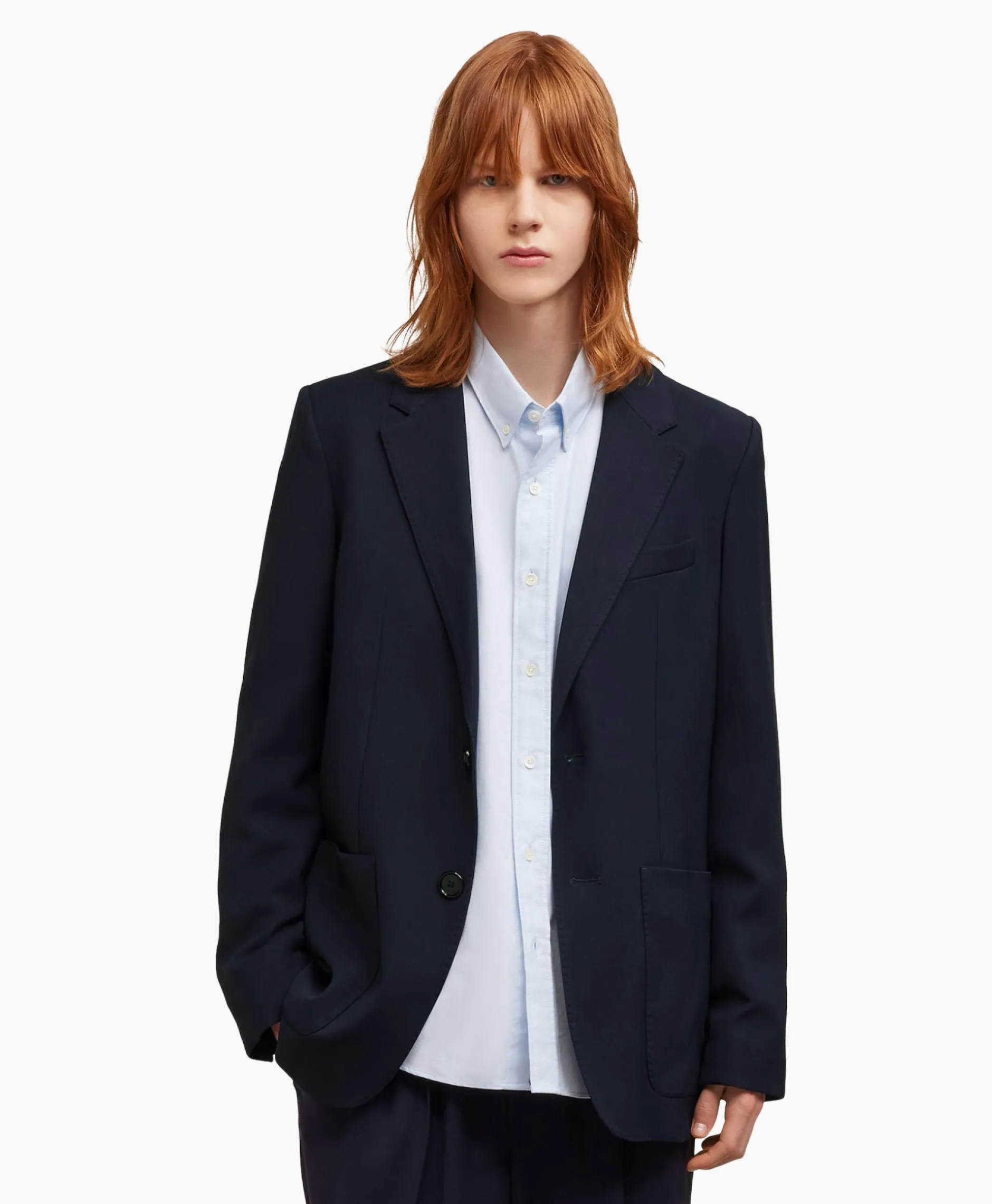 Heren Ami Paris Jassen*Jack Two Buttons Wool Viscose Twill Donker Blauw