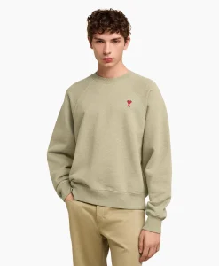 Heren Ami Paris Truien*Sweater Ami De Coeur Khaki