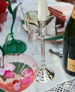 Lifestyle Anna+nina Lifestyle*Accessoires Lady Bow Candle Holder Zilver