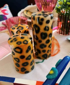 Lifestyle Anna+nina Lifestyle*Kaars Small Leopard Print Pillar Candle Bruin