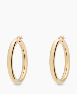 Dames Anna+nina Sieraden*Oorbellen Round Plain Hoop Earrings Silver Goldpla Goud
