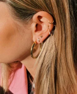 Dames Anna+nina Sieraden*Oorbellen Round Plain Hoop Earrings Silver Goldpla Goud