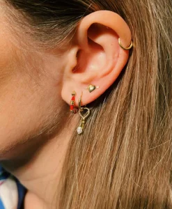 Dames Anna+nina Sieraden*Oorbellen Single Cupid Stud Earring Silver Goldpla Goud