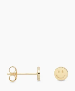Dames Anna+nina Sieraden*Oorbellen Single Smiley Stud Silver Goldplated Goud