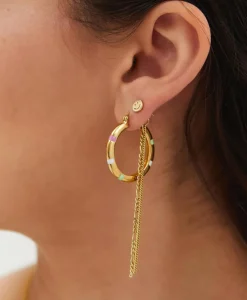 Dames Anna+nina Sieraden*Oorbellen Single Smiley Stud Silver Goldplated Goud