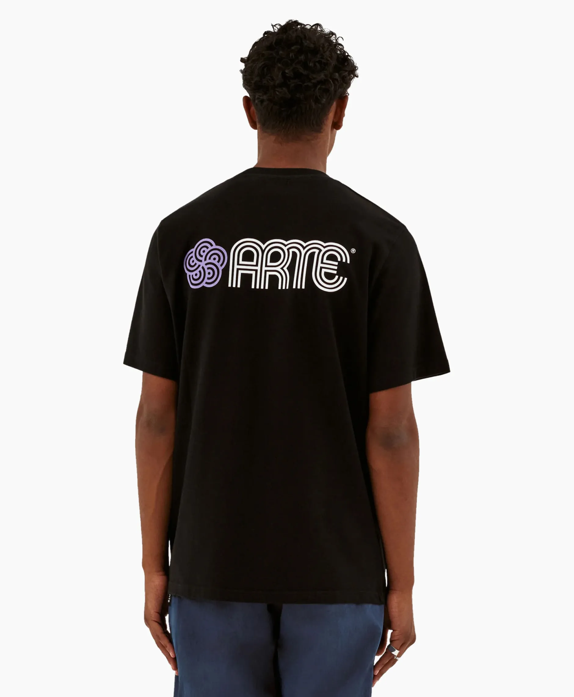 Heren Arte Antwerp T-Shirts*T-Shirt Korte Mouw Circle Flower Back Front Print Zwart