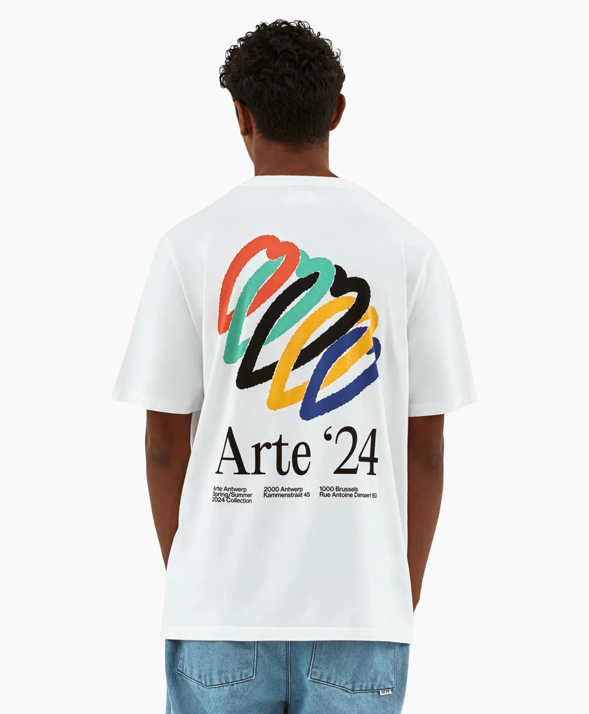 Heren Arte Antwerp T-Shirts*T-Shirt Korte Mouw Heart Rings Back Print Wit