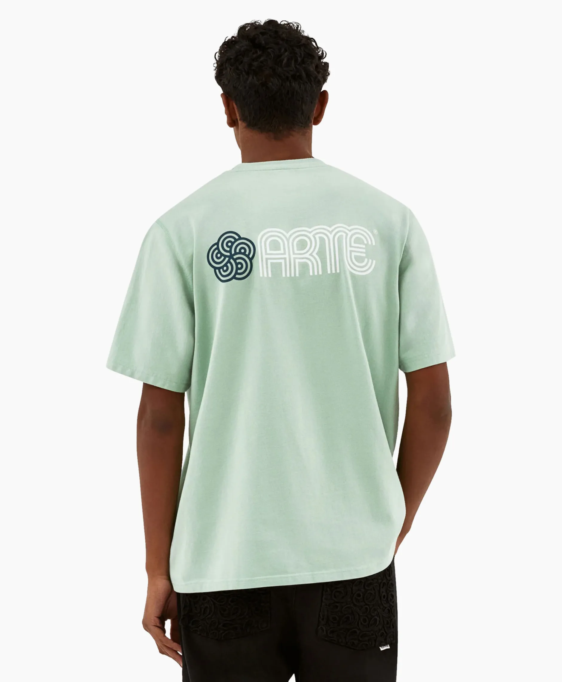 Heren Arte Antwerp T-Shirts*T-Shirt Korte Mouw Circle Flower Back Front Print Groen