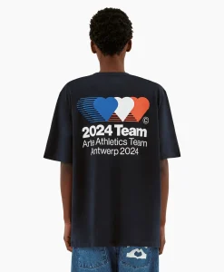 Heren Arte Antwerp T-Shirts*T-Shirt Korte Mouw Heart France Back Print Donker Blauw