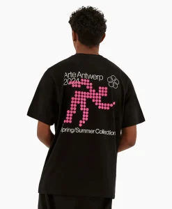 Heren Arte Antwerp T-Shirts*T-Shirt Korte Mouw Circle Runner Back Print Zwart