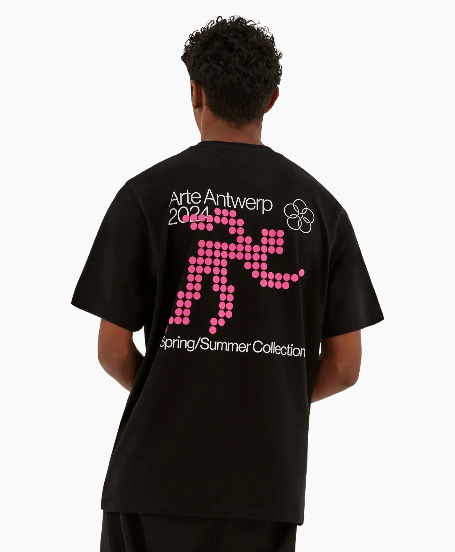 Heren Arte Antwerp T-Shirts*T-Shirt Korte Mouw Circle Runner Back Print Zwart