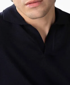 Heren Aurelien Truien*Pullover Buttonless Polo L Donker Blauw