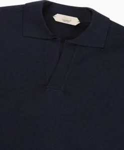 Heren Aurelien Truien*Pullover Buttonless Polo L Donker Blauw