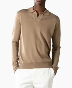 Heren Aurelien Truien*Pullover Buttonless Polo L Taupe
