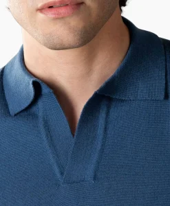 Heren Aurelien Truien*Pullover Buttonless Polo L Blauw