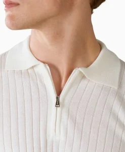 Heren Aurelien Truien*Pullover Rib Zip Polos Ls Ivoor / Naturel