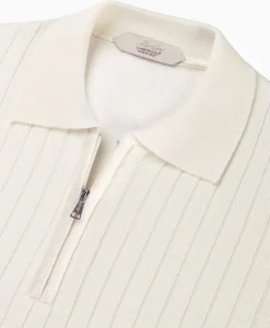 Heren Aurelien Truien*Pullover Rib Zip Polos Ls Ivoor / Naturel