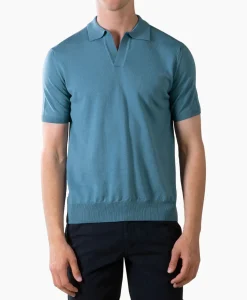 Heren Aurelien Polo's*Polo Buttonless Sl Blauw