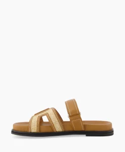 Dames Bibi Lou Sandalen*Sandaal Zonder Hak Leather And Rafia Licht Bruin