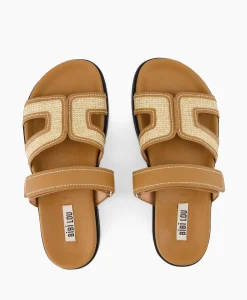 Dames Bibi Lou Sandalen*Sandaal Zonder Hak Leather And Rafia Licht Bruin