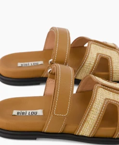 Dames Bibi Lou Sandalen*Sandaal Zonder Hak Leather And Rafia Licht Bruin