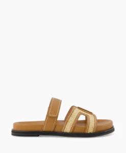 Dames Bibi Lou Sandalen*Sandaal Zonder Hak Leather And Rafia Licht Bruin